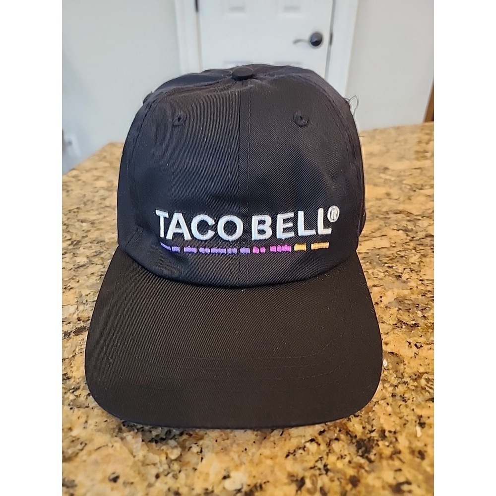 Taco Bell Employee Hat, Black W/ Symbols On Side, Excellent Condition